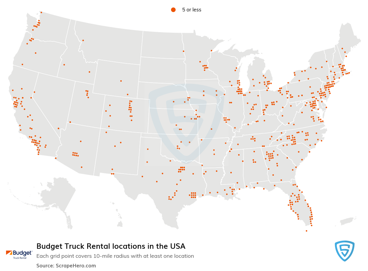 Map of  locations in the United States in 2025