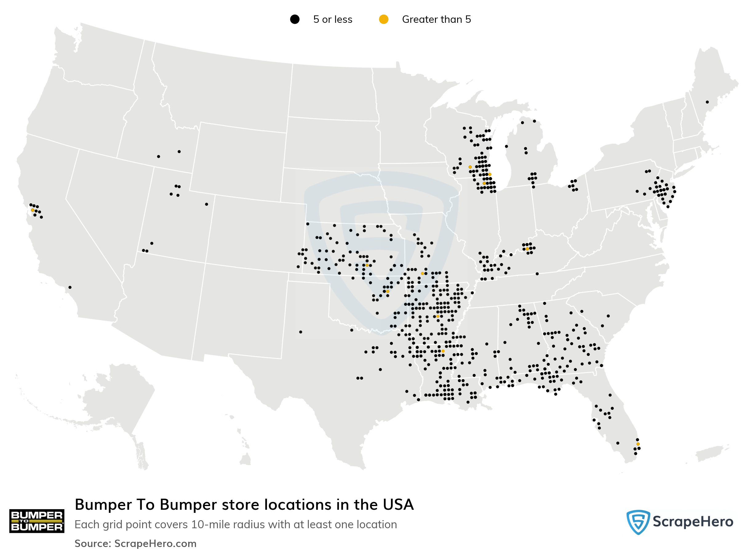 Number of Bumper To Bumper locations in the USA in 2024 | ScrapeHero