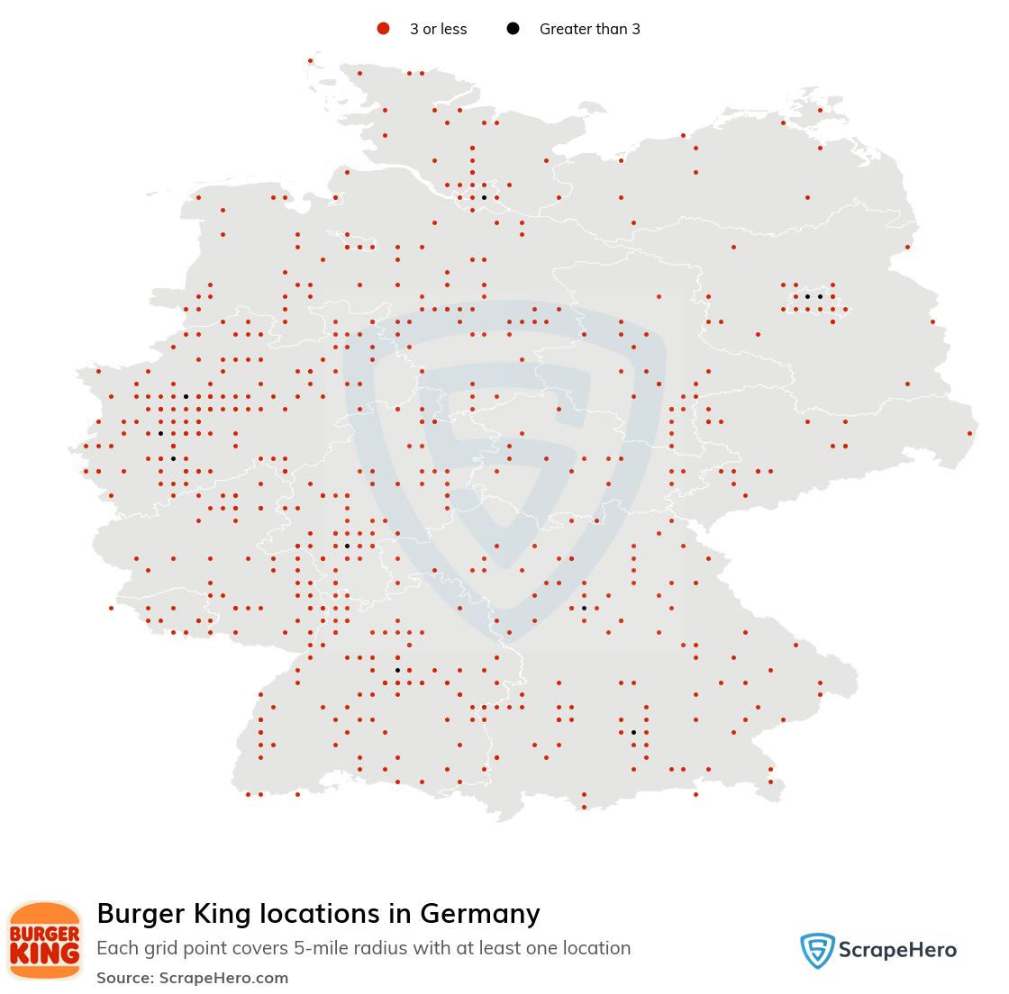 Map of Burger King restaurants in Germany