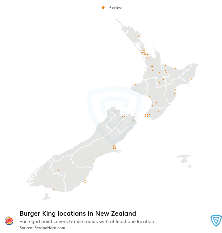 Map of Burger King locations in  in 2022