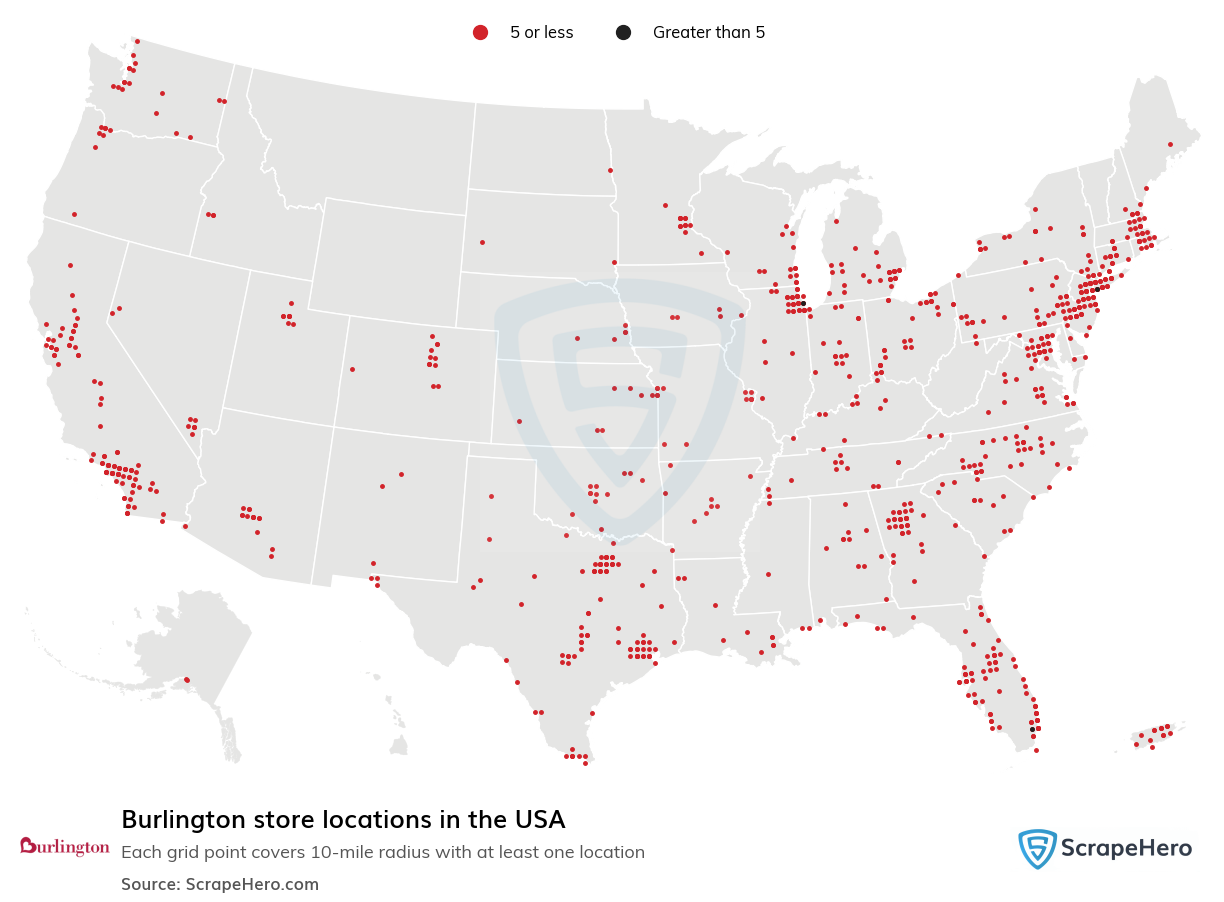 Map of  locations in the United States in 2025