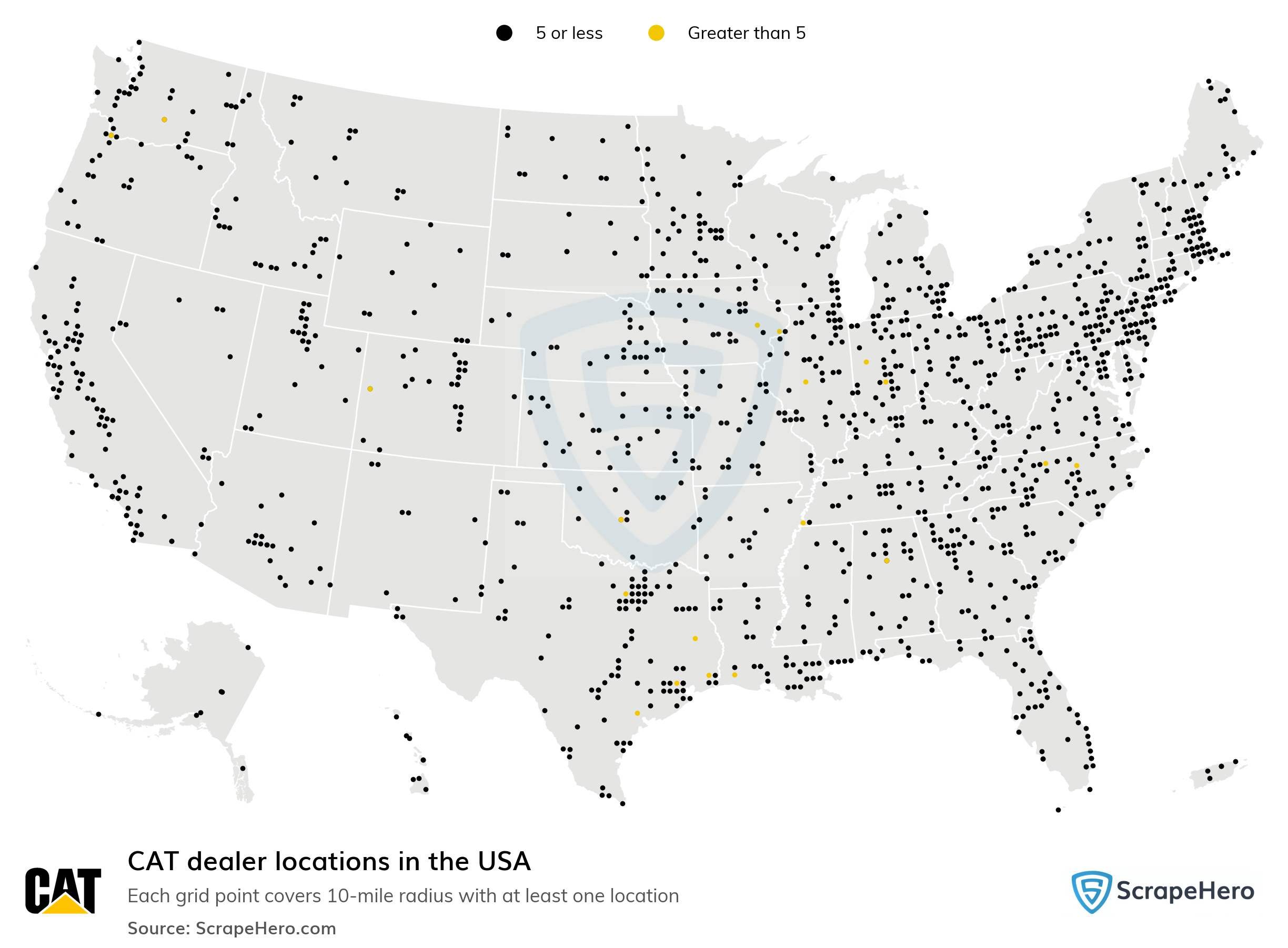 Number of CAT locations in the United States in 2022 | ScrapeHero