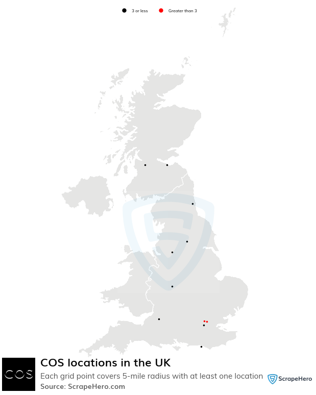 Map of COS locations in the United Kingdom