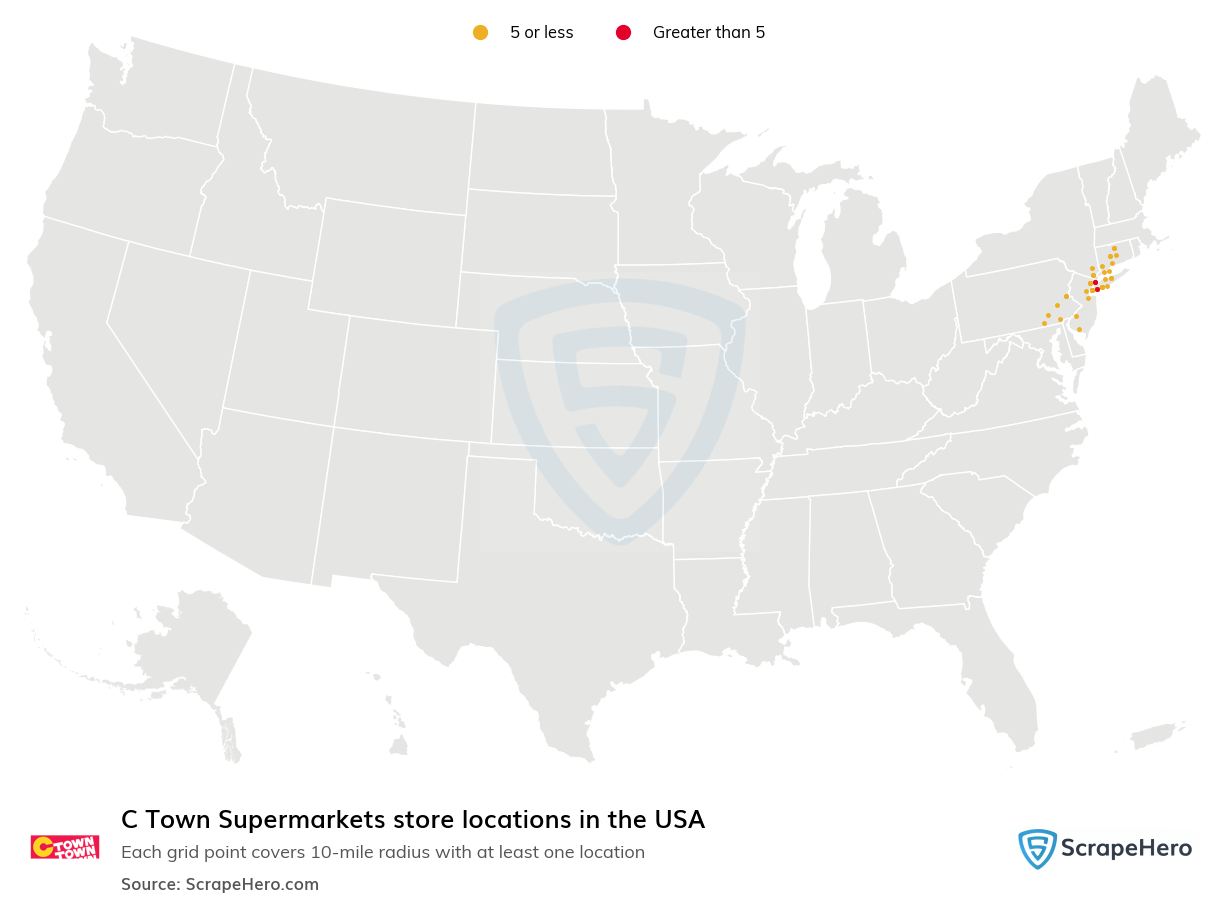 Map of  locations in the United States in 2025