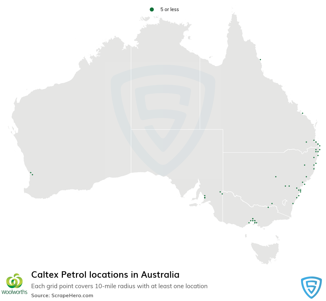 Caltex Petrol gas station locations