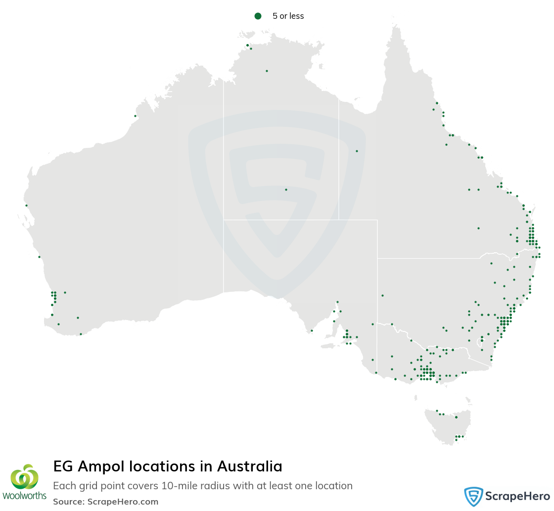 Map of Caltex Woolworths gas stations in Australia