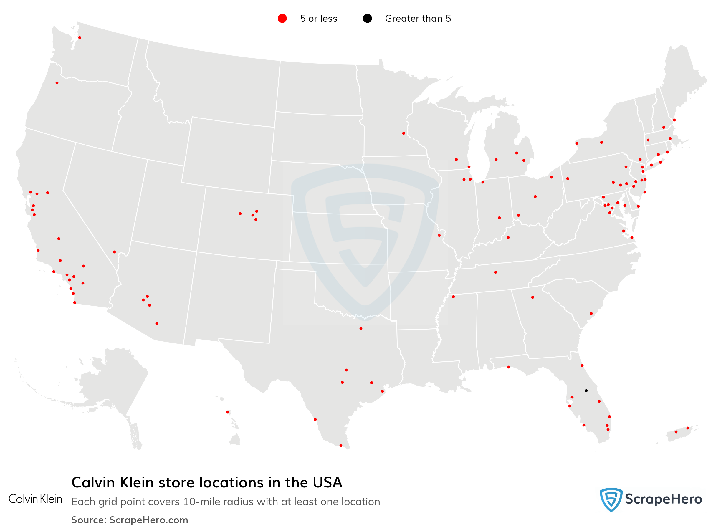 Number of Calvin Klein locations in the USA in 2023 | ScrapeHero