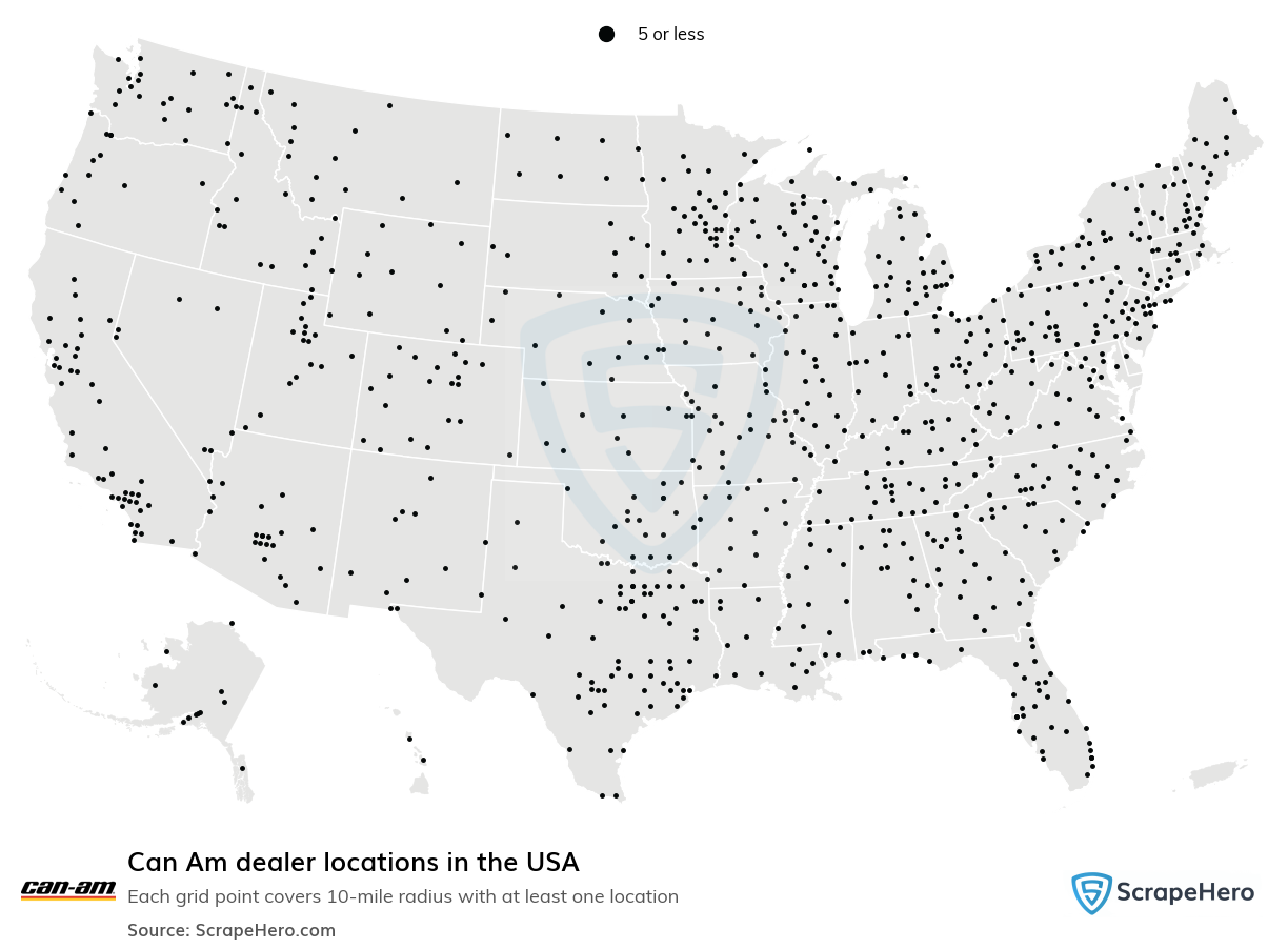 Map of Can Am dealers in the United States