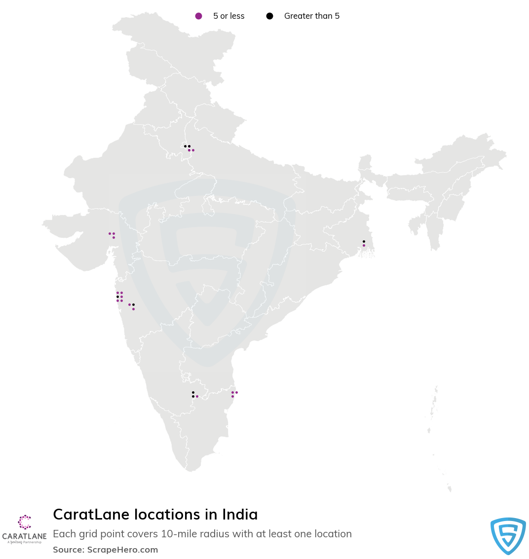 Map of CaratLane stores in India