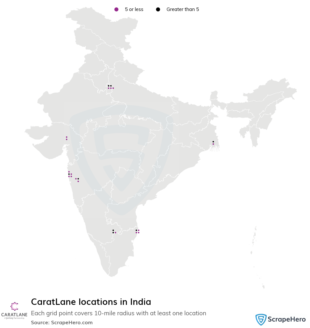 Map of CaratLane stores in India