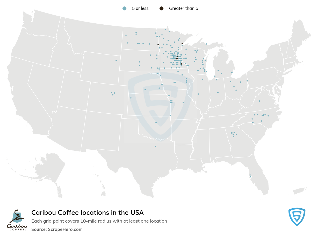 Map of  locations in the United States in 2024