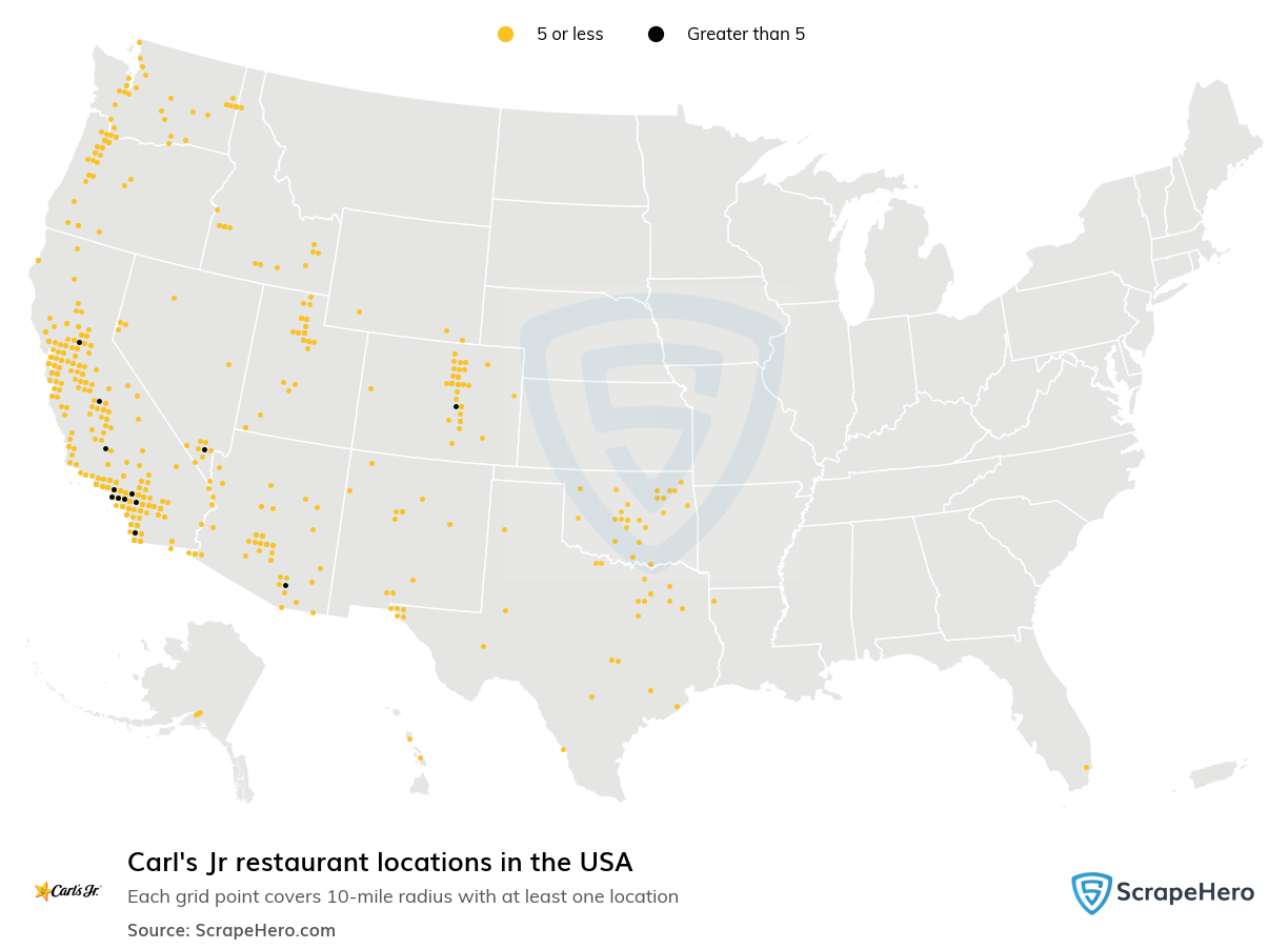 Map of  locations in the United States in 2025