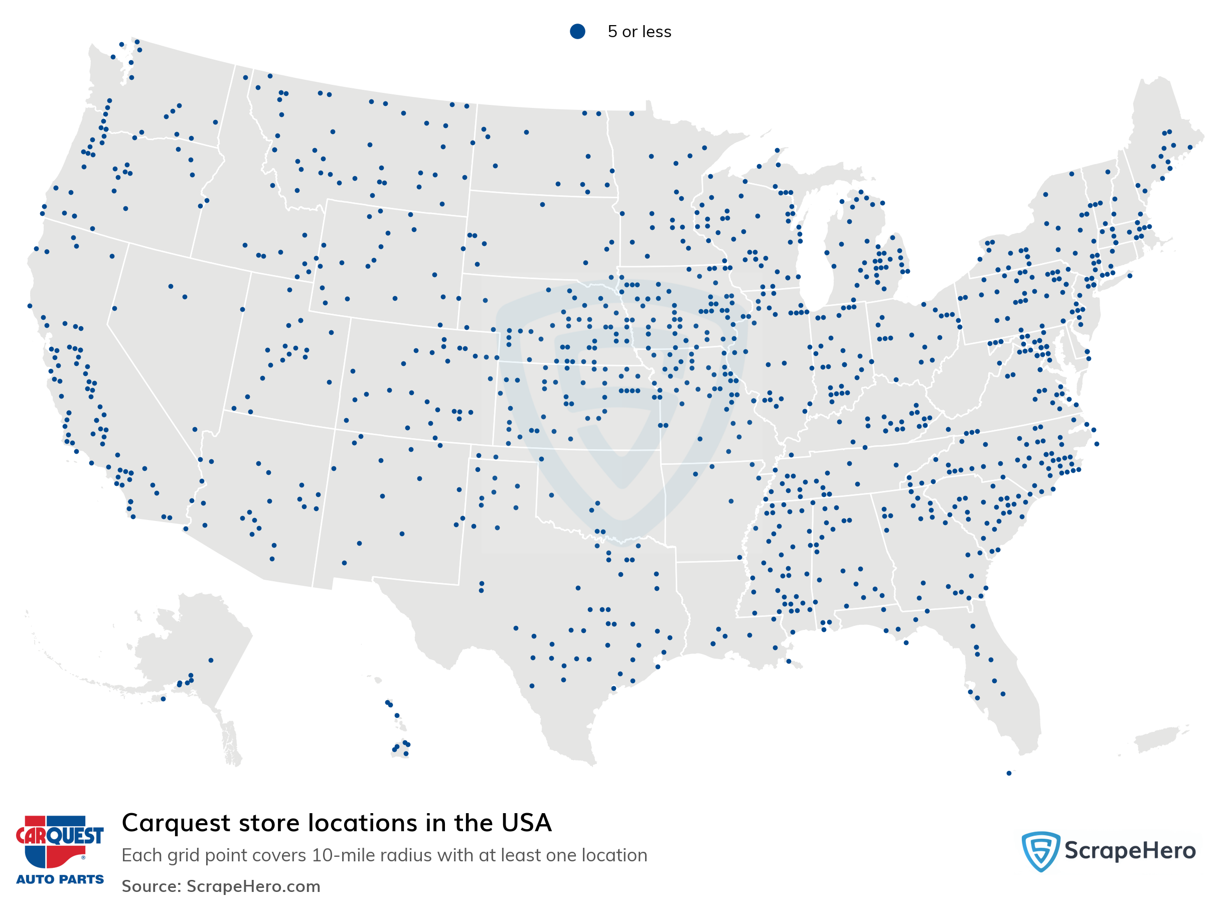 Number Of Carquest Locations In The United States Scrapehero