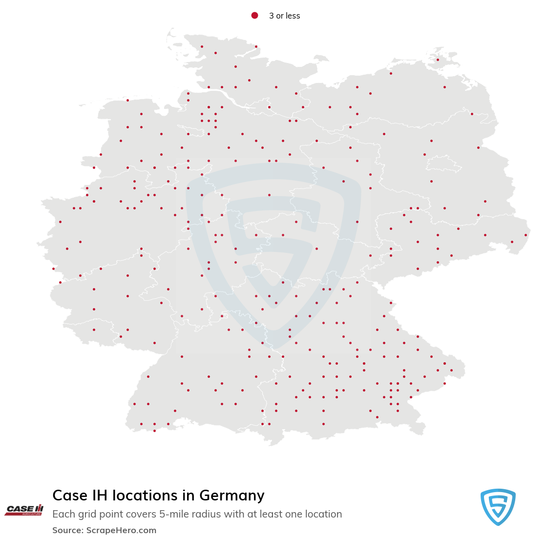Map of Case IH dealerships in Germany