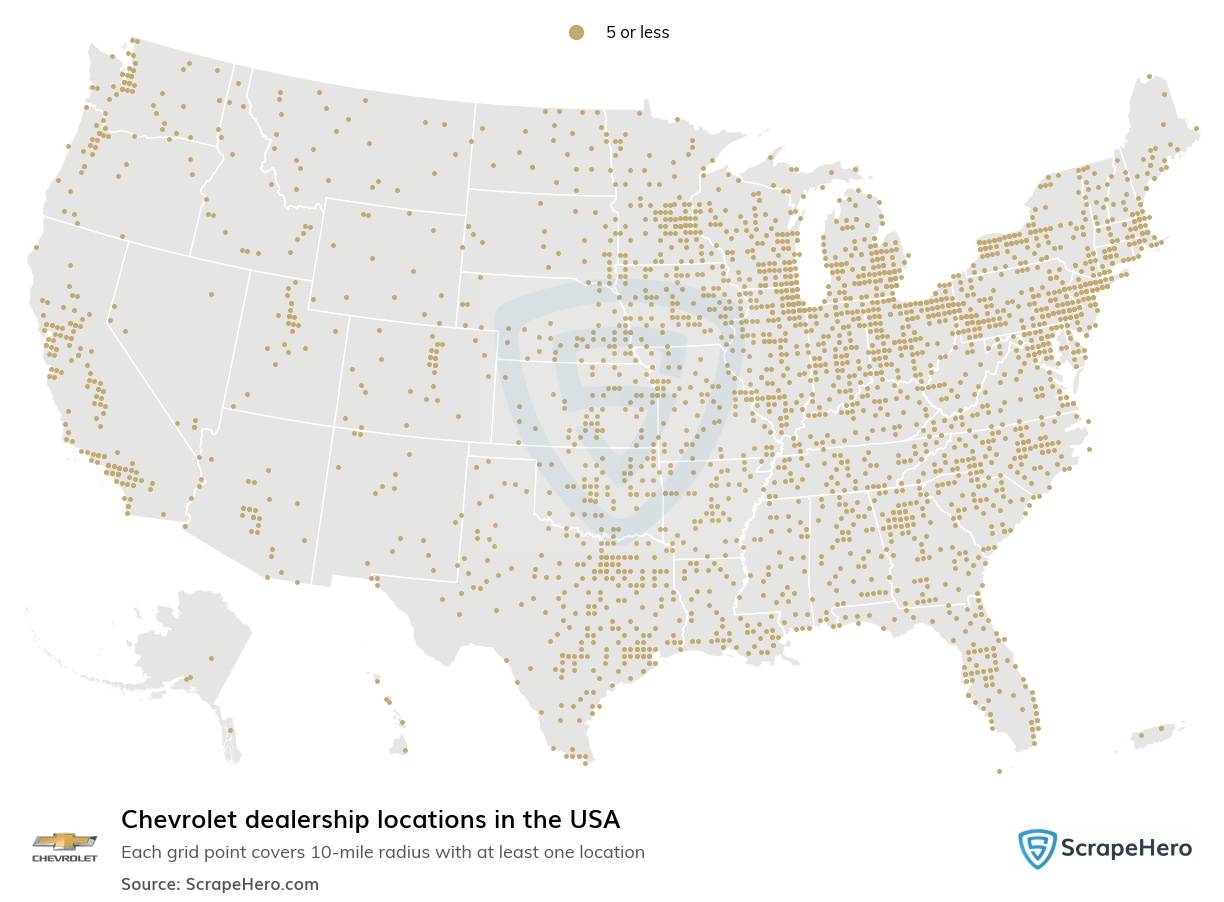 Map of  locations in the United States in 2025