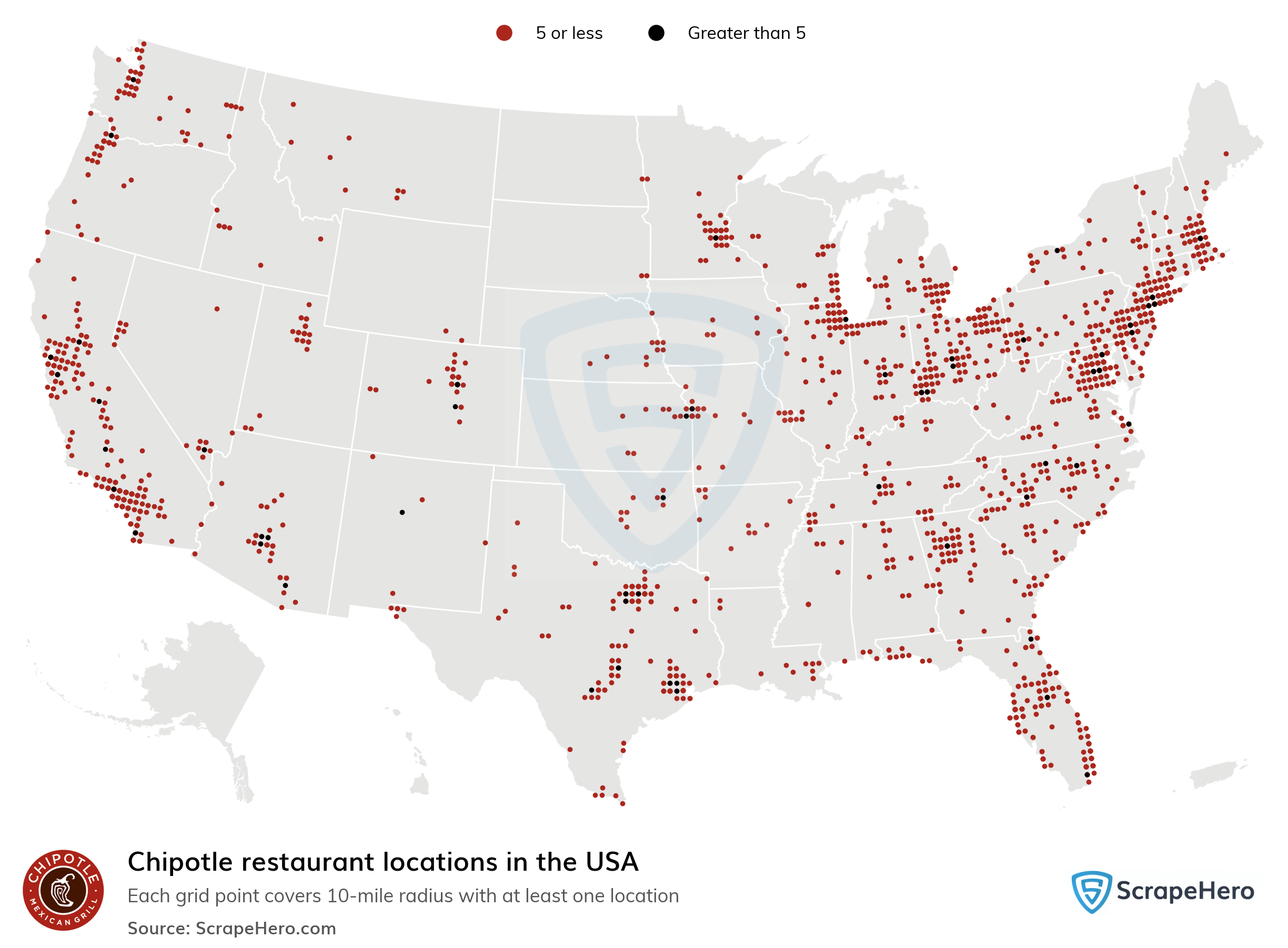 Chipotle restaurant locations in the USA