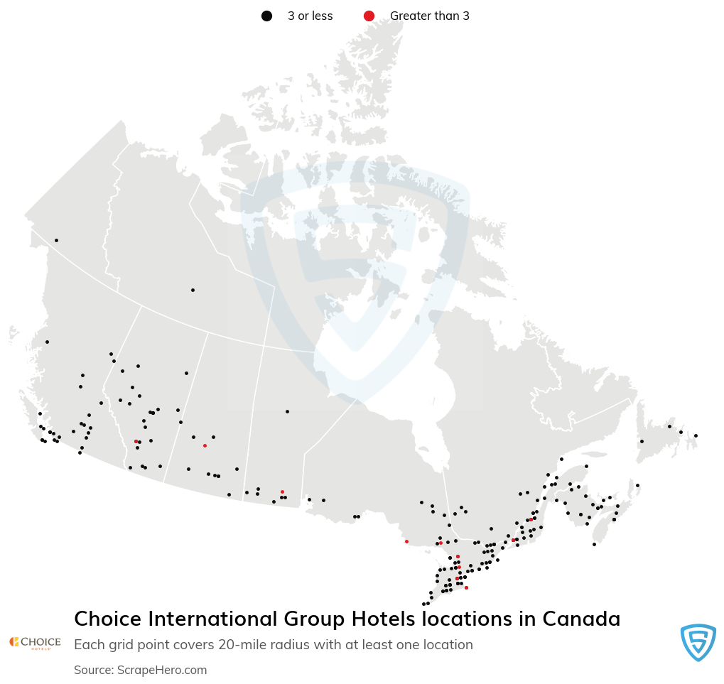 Map of  locations in Canada in 2024