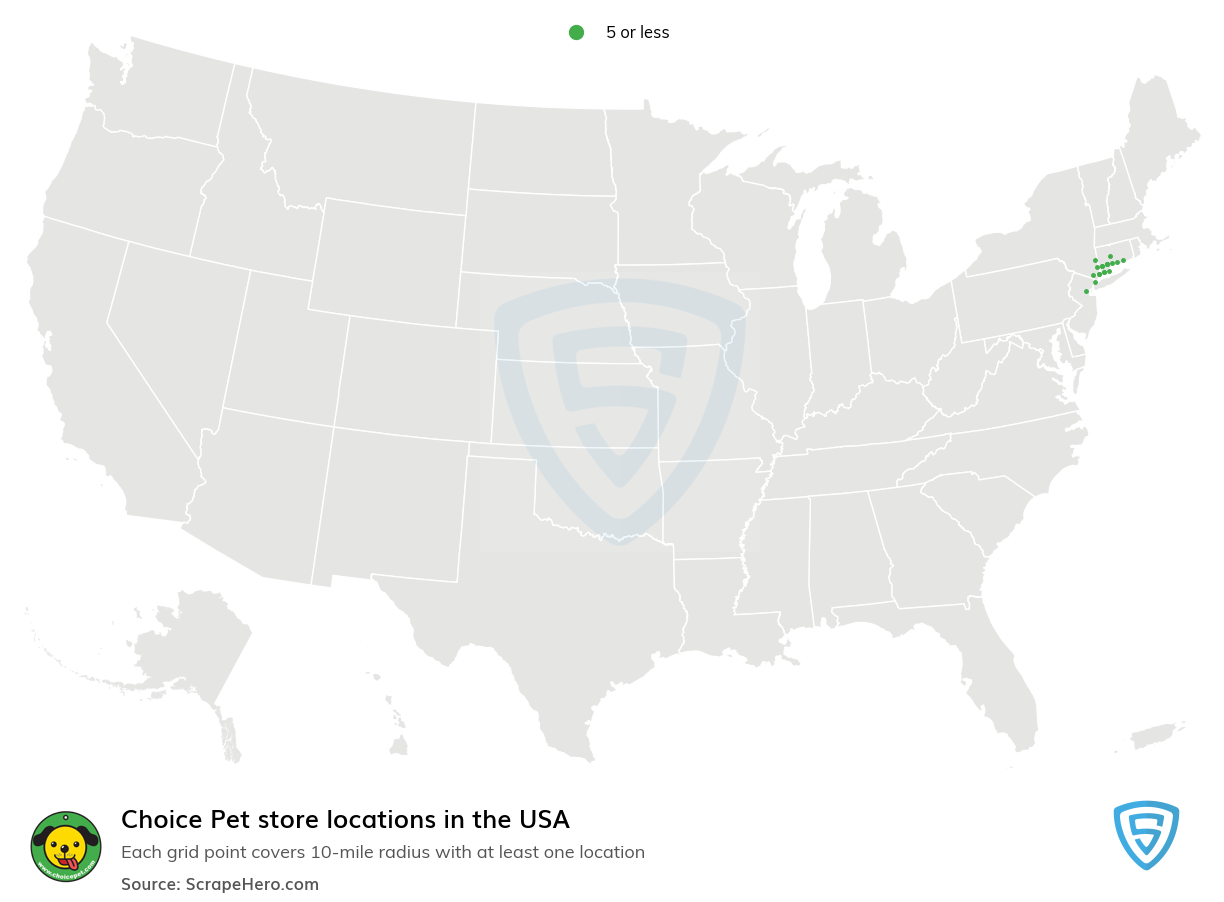 Map of Choice Pet stores in the United States