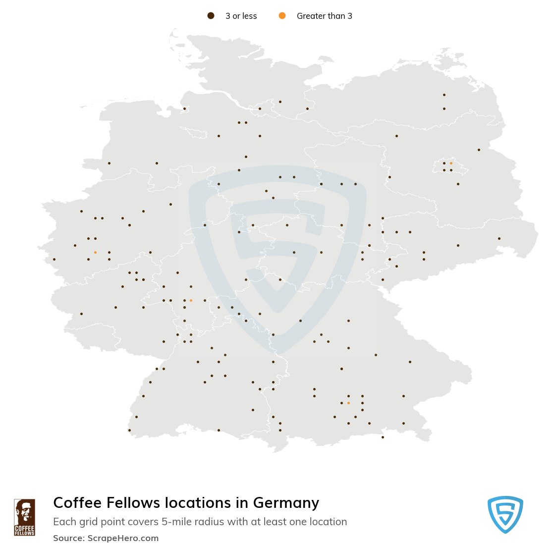 Map of Coffee Fellows stores in Germany