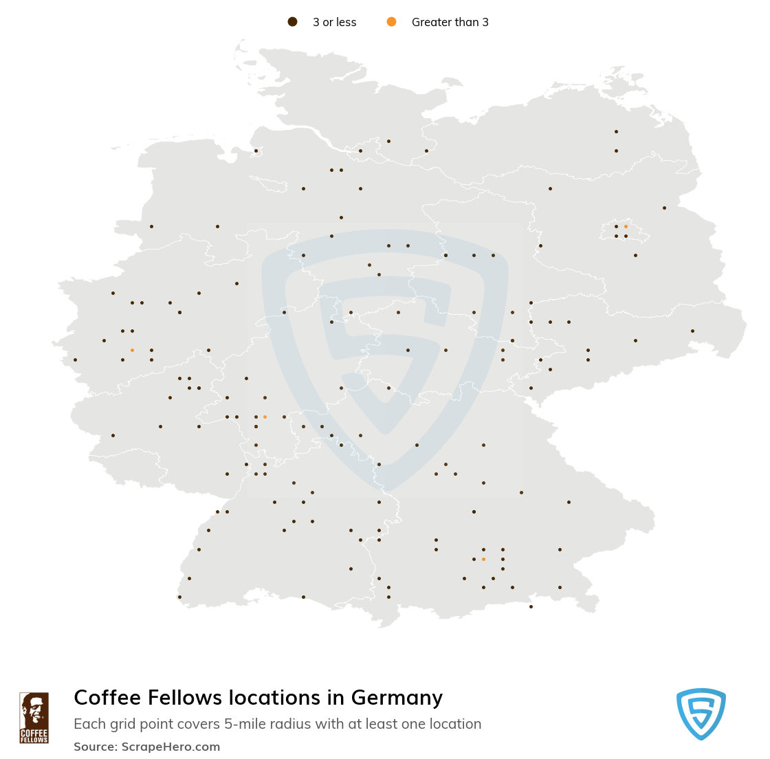 Map of Coffee Fellows locations in Germany