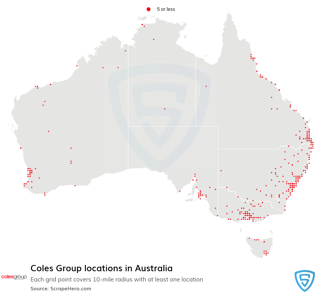 Map of Coles Group locations in Australia