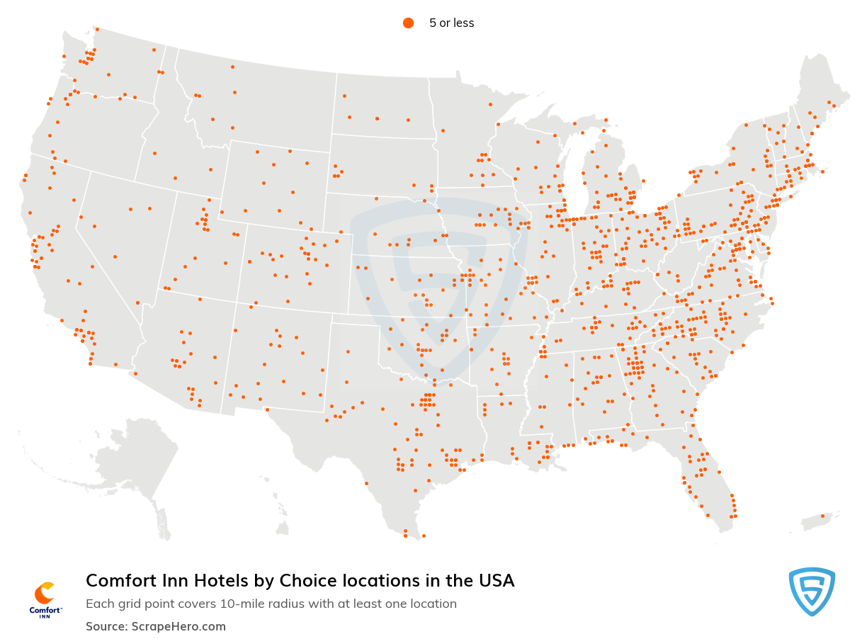 Map of  locations in the United States in 2025