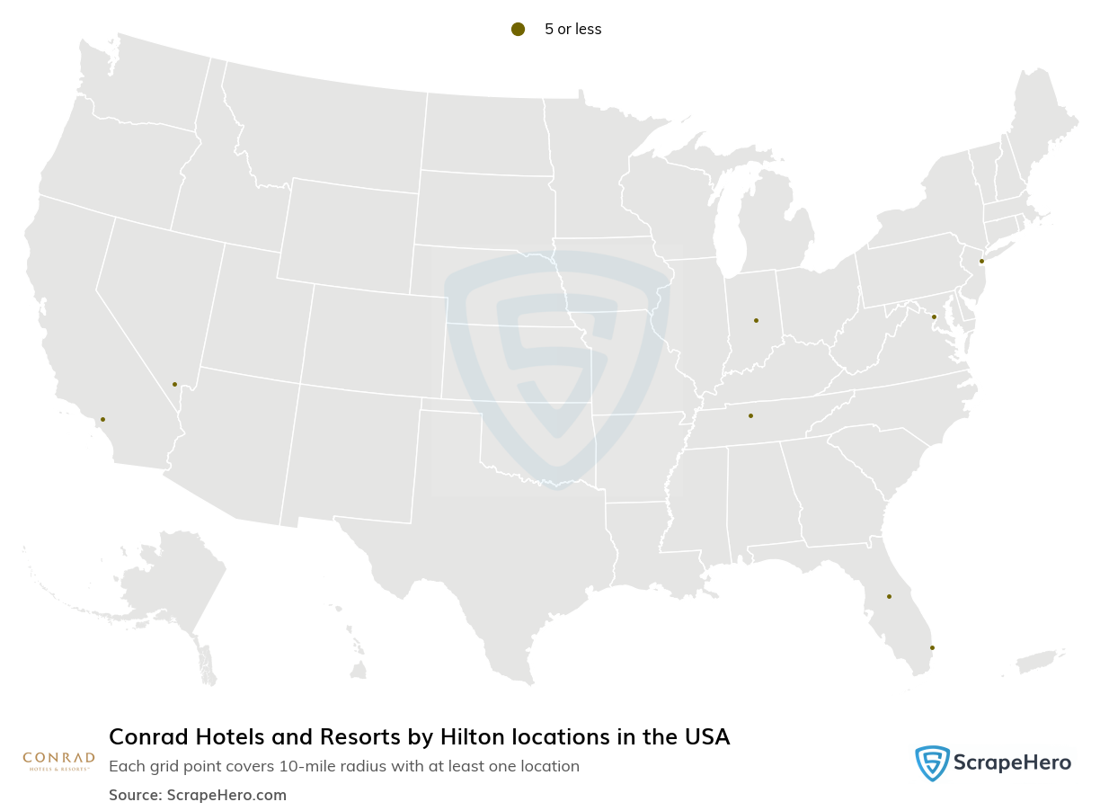 Conrad Hotels and Resorts by Hilton locations