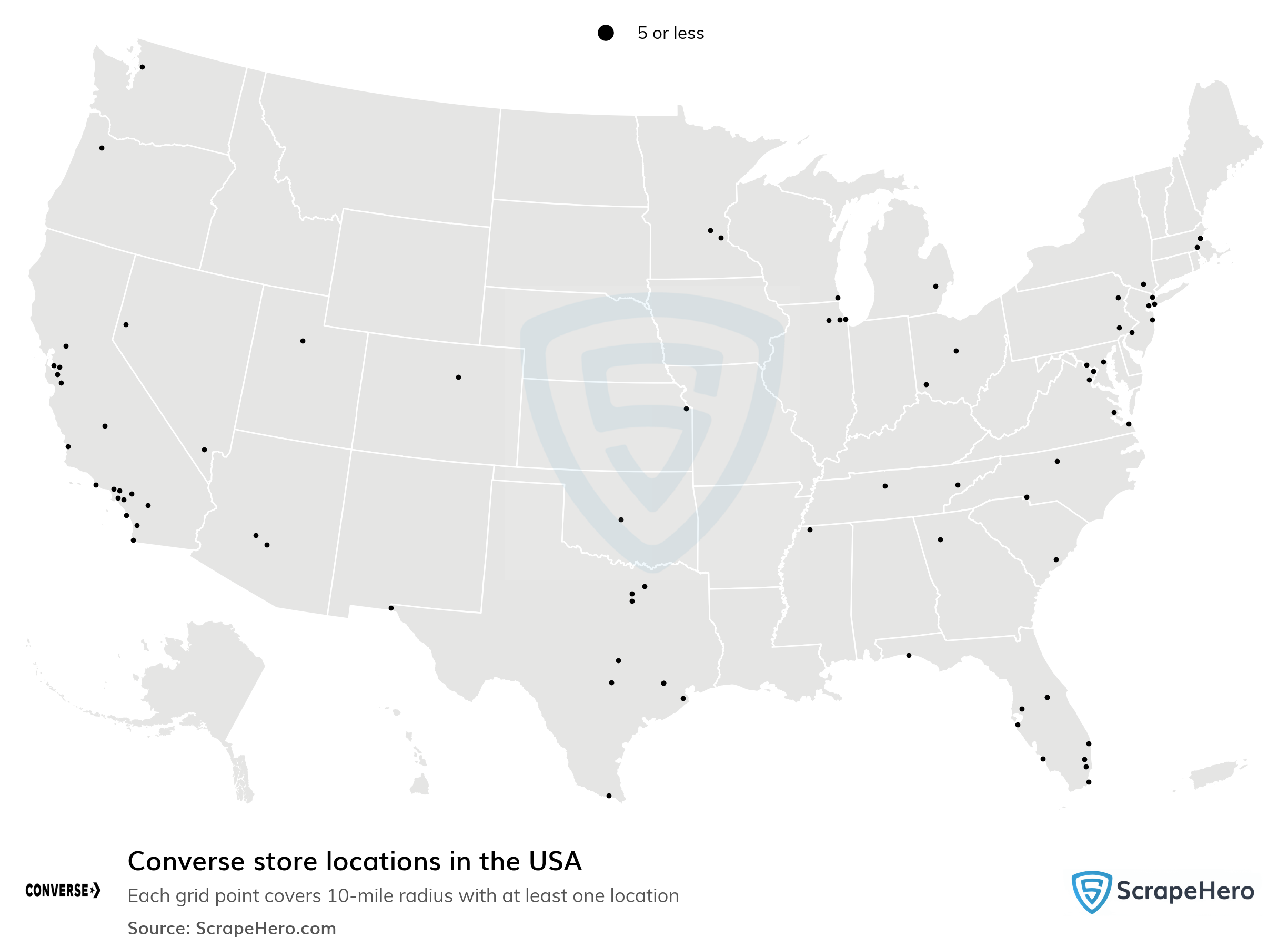 of all Converse retail store locations in the USA Data