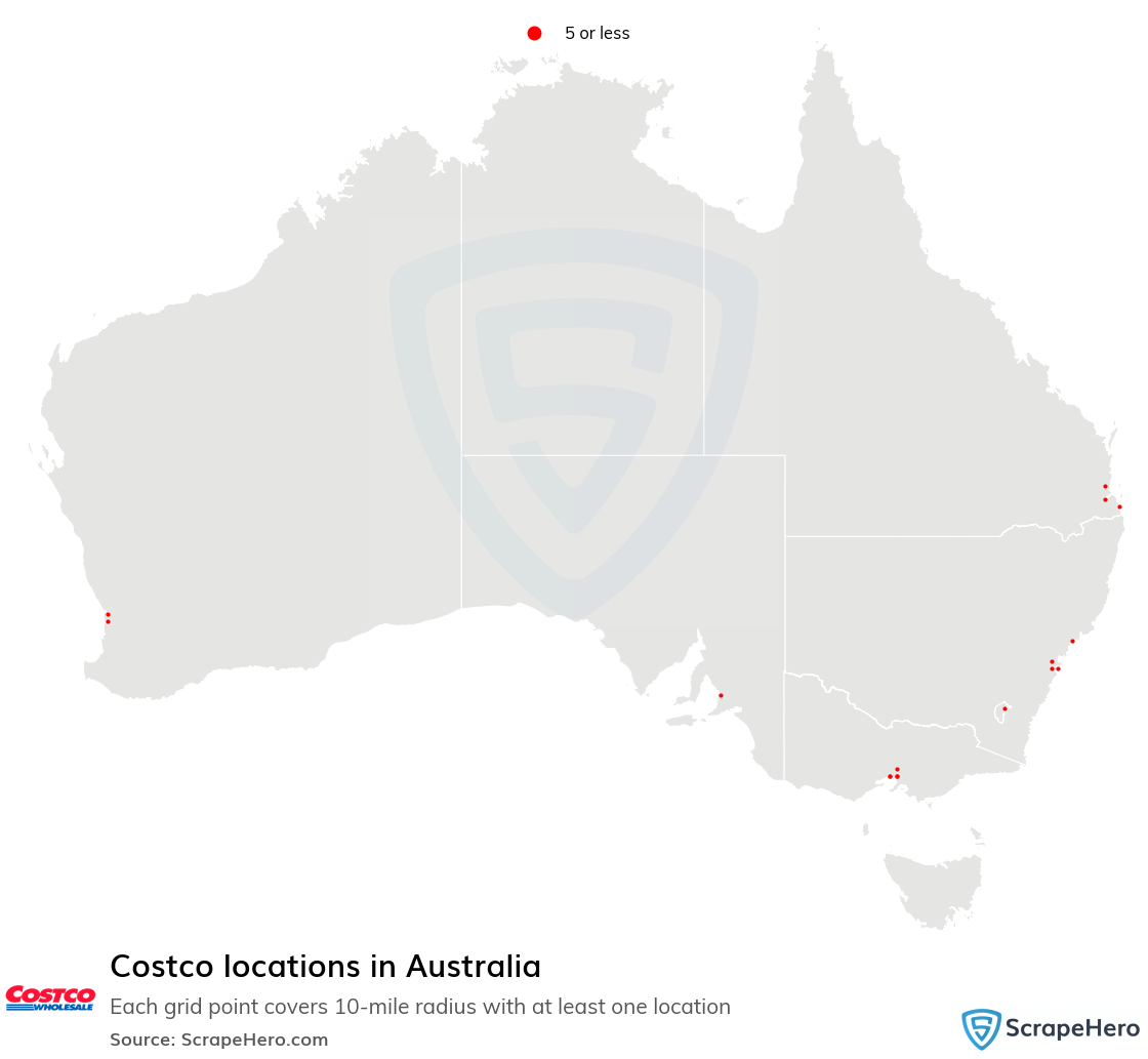 Map of Costco stores in Australia