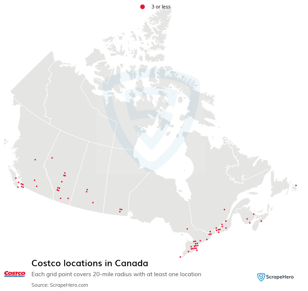 Map of Costco stores in Canada