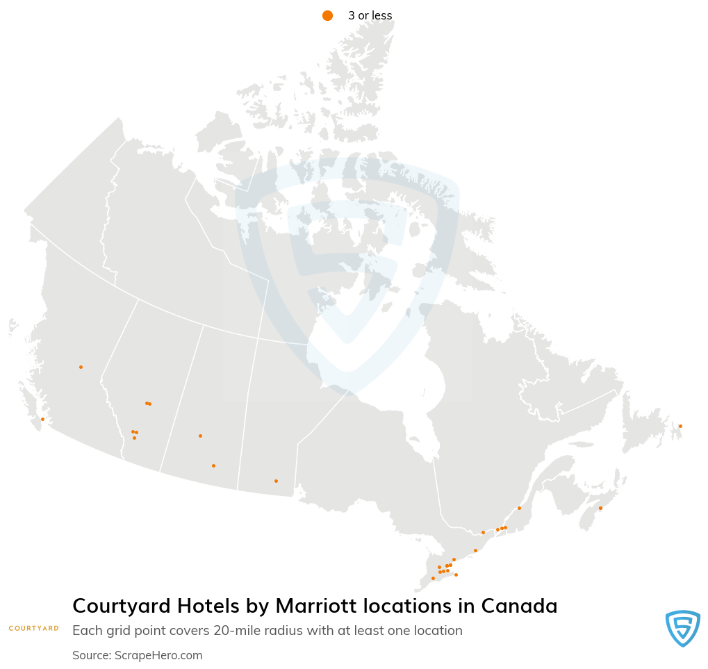 Courtyard Hotels by Marriott locations