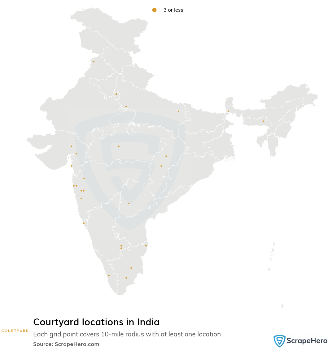 Map of Courtyard hotels in India