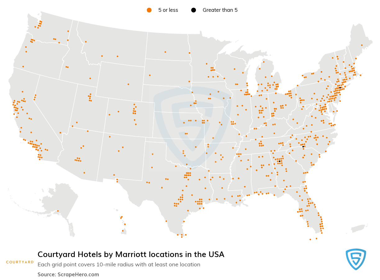 Courtyard Hotels by Marriott locations