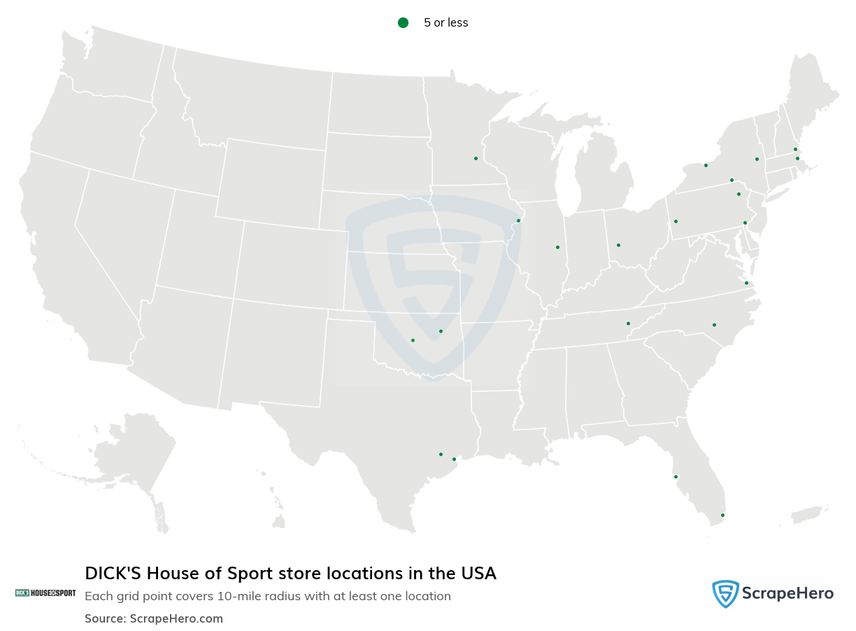 Map of DICK'S House of Sport stores in the United States