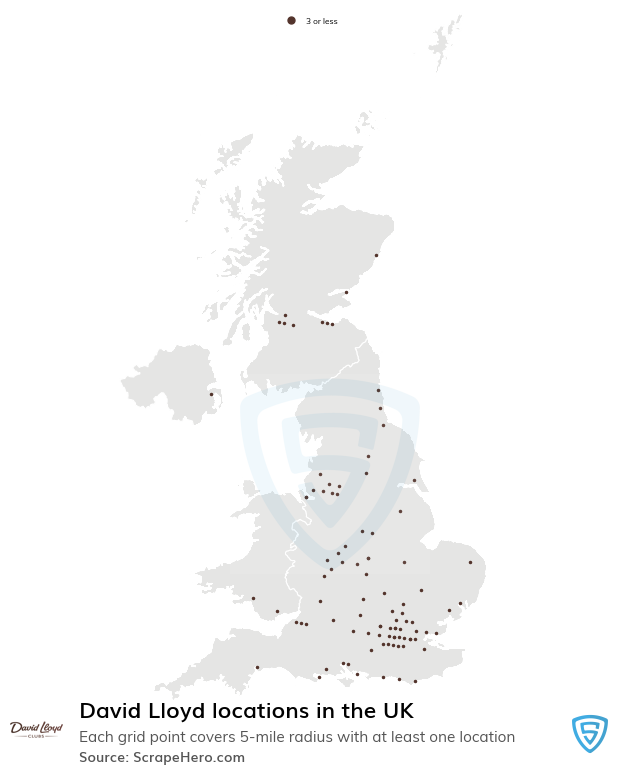 Map of David Lloyd locations in the United Kingdom