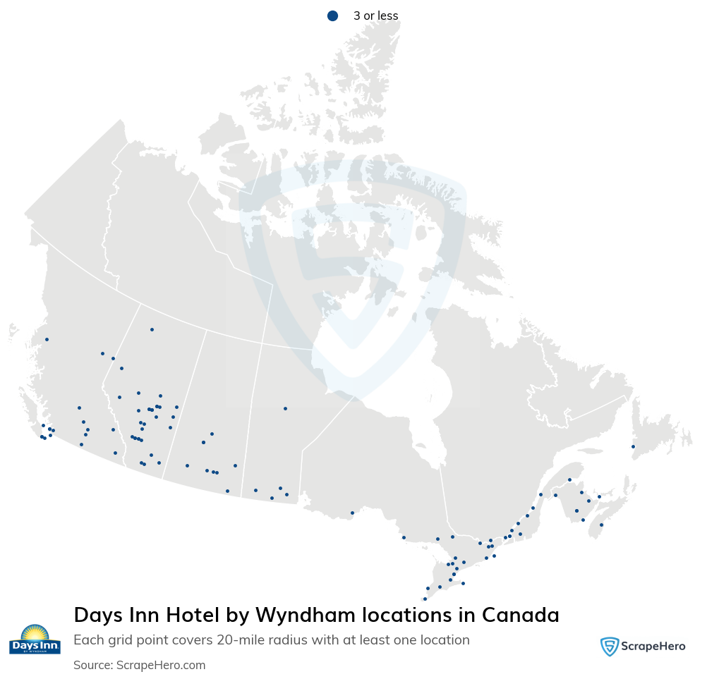 Map of  locations in Canada in 2024