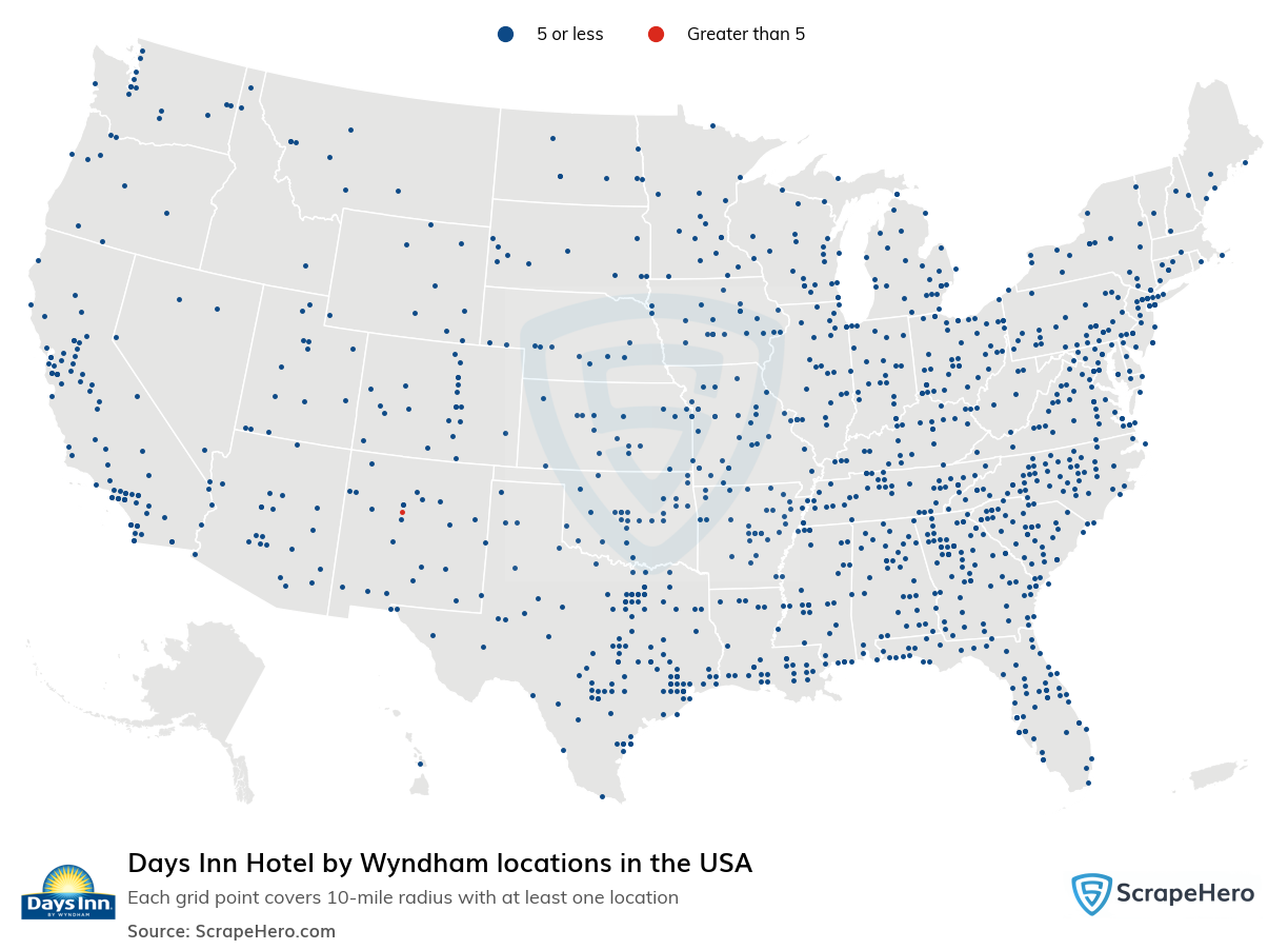 Map of  locations in the United States in 2025