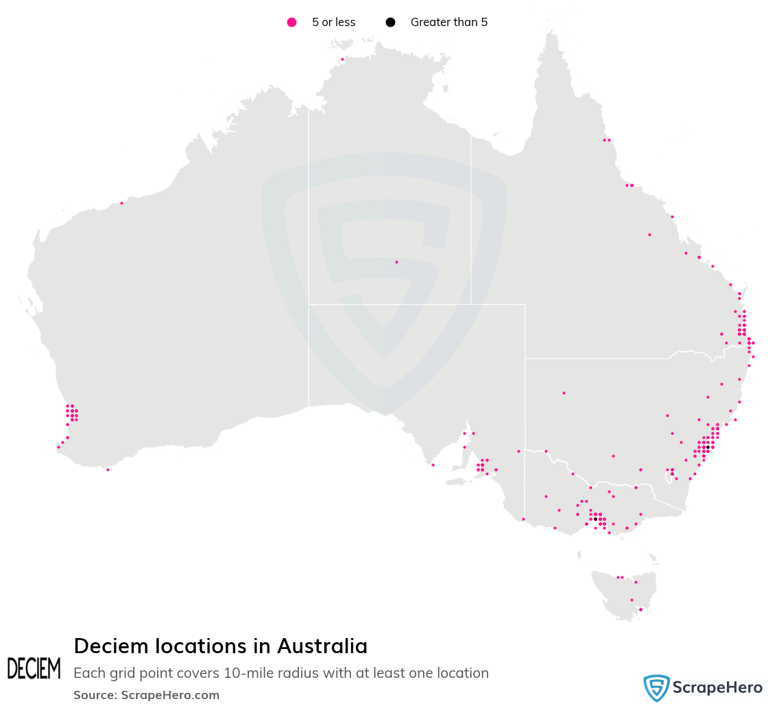 Map of Deciem pharmacies in Australia