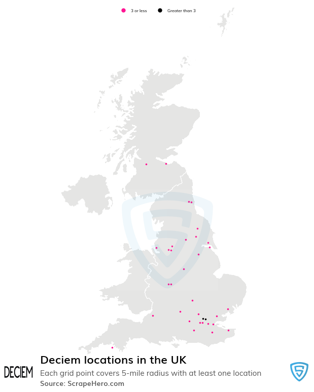 Map of  locations in the United Kingdom in 2025