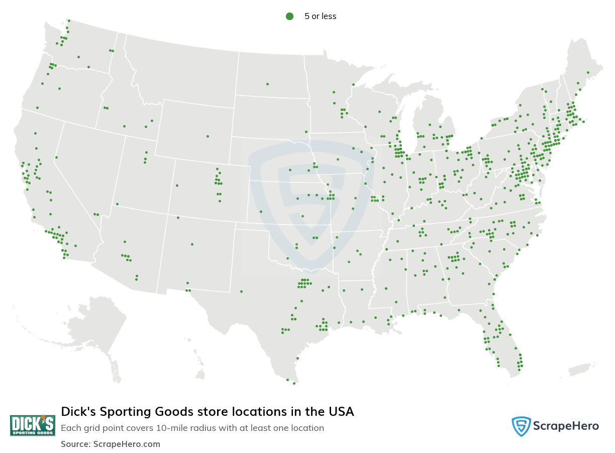 Map of Dick's Sporting Goods stores in the United States