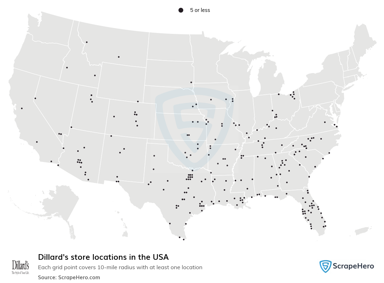 Map of  locations in the United States in 2025