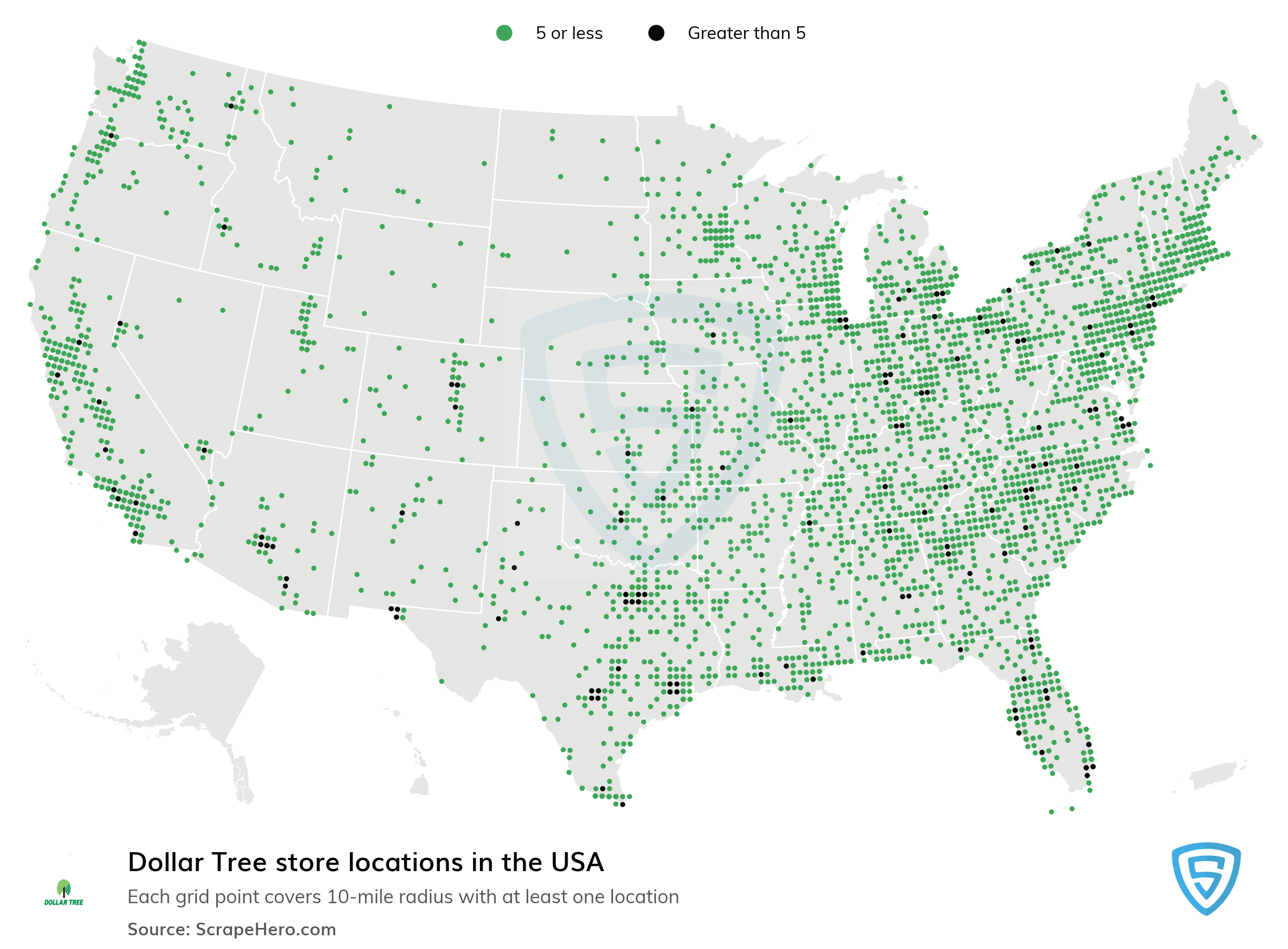 Number of Dollar Tree locations in the USA in 2024