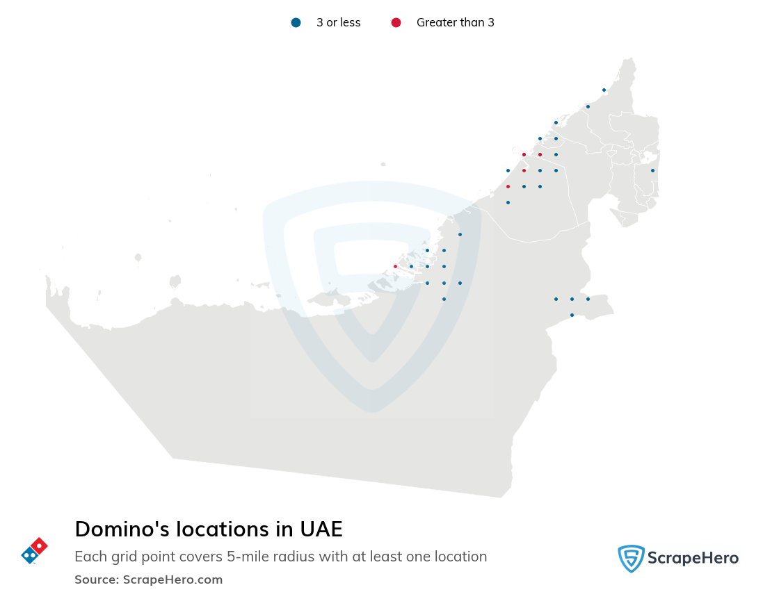 Map of Domino's restaurants in United Arab Emirates