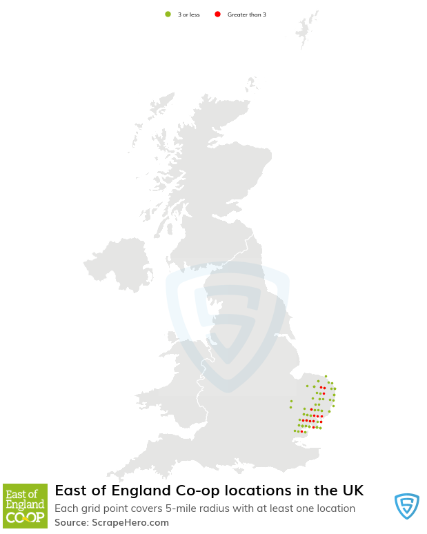 East of England Co-op retail store locations