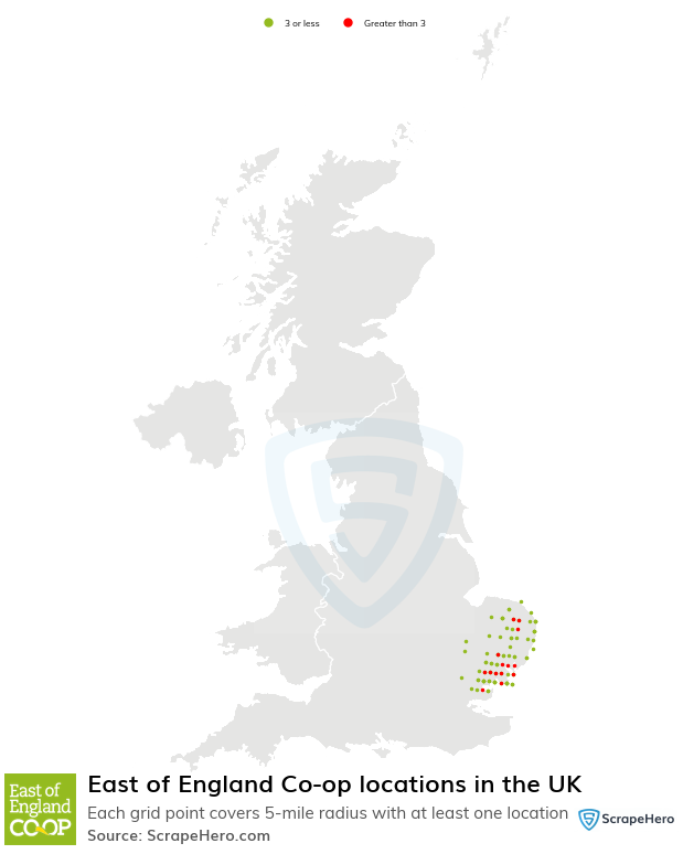 East of England Co-op store locations