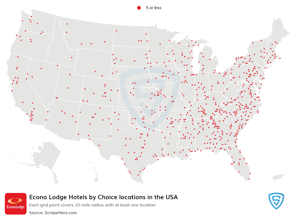 Map of  locations in the United States in 2025