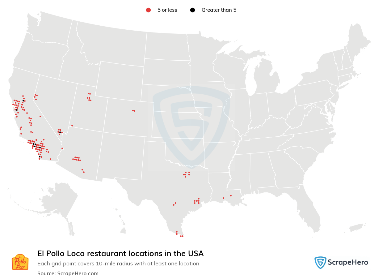 Map of El Pollo Loco restaurants in the United States