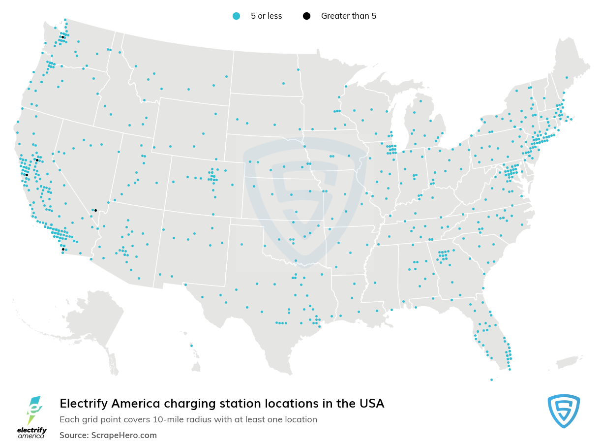 Electrify America charging station locations
