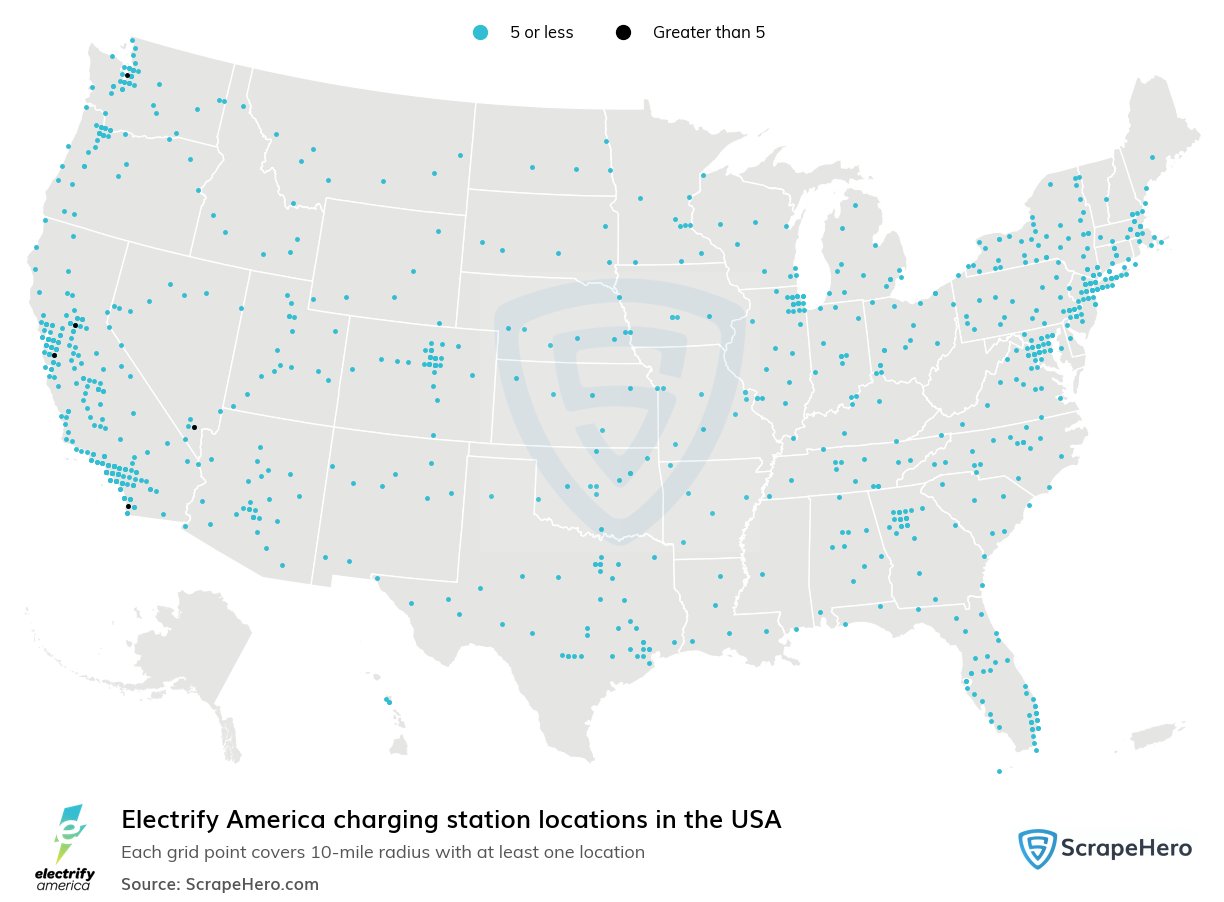 Electrify America charging station locations