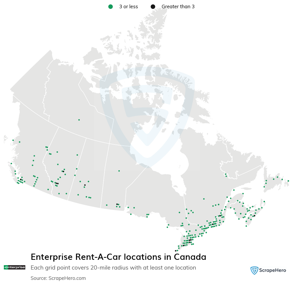 Map of  locations in Canada in 2025